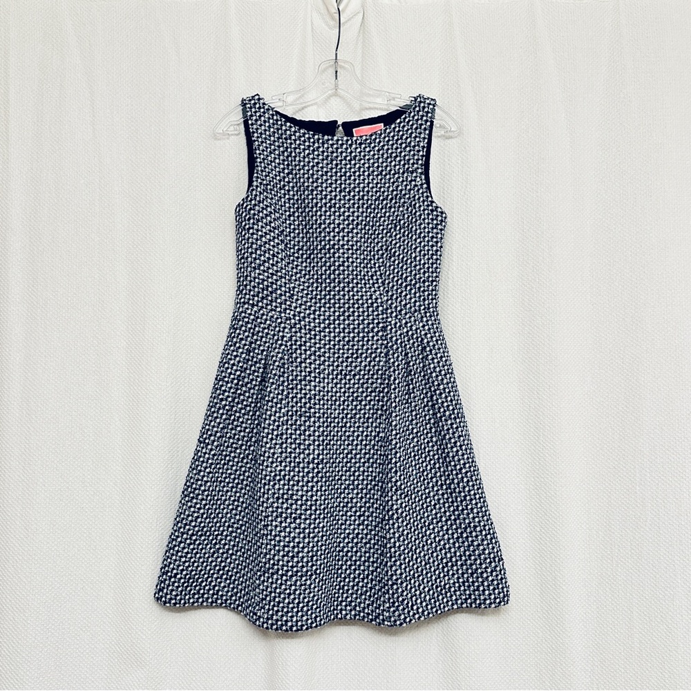 Kate Spade Tweed Navy and White classy Midi Dress, size US 4